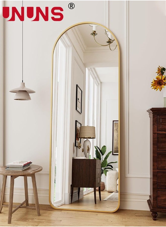 Full Length Mirror,30x120cm Arched Floor Mirror,Glassless Mirror Full Length with Stand,Floor Mirror Freestanding,Wall Mounted Mirror for Living Room,Gold