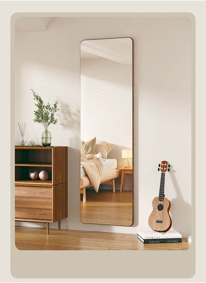 Antique-Style Solid Wood Full-Length Wall-Mounted & Floor-Standing Full-Body Mirror for Bedroom & Living Room