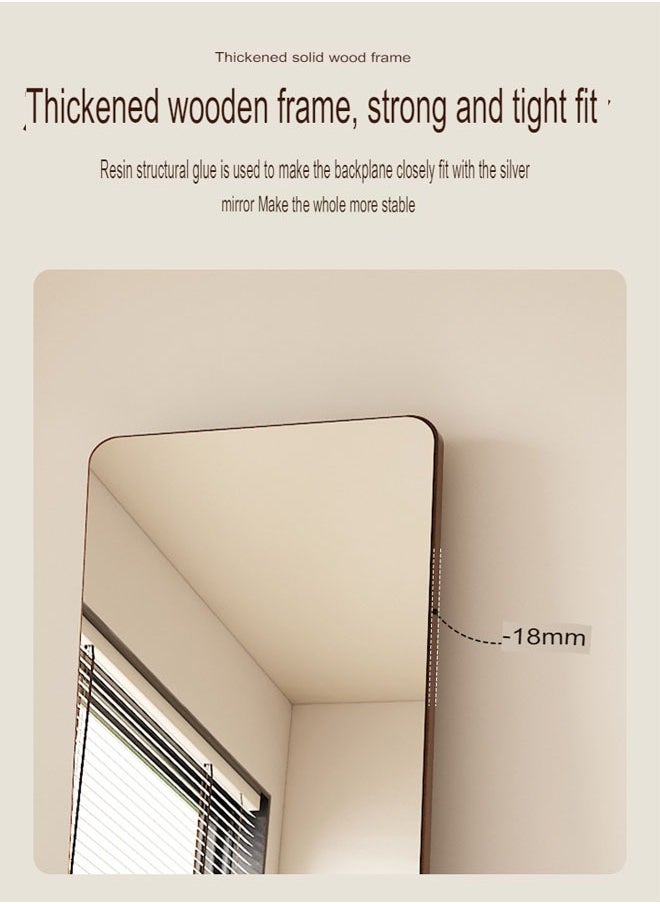 Antique-Style Solid Wood Full-Length Wall-Mounted & Floor-Standing Full-Body Mirror for Bedroom & Living Room