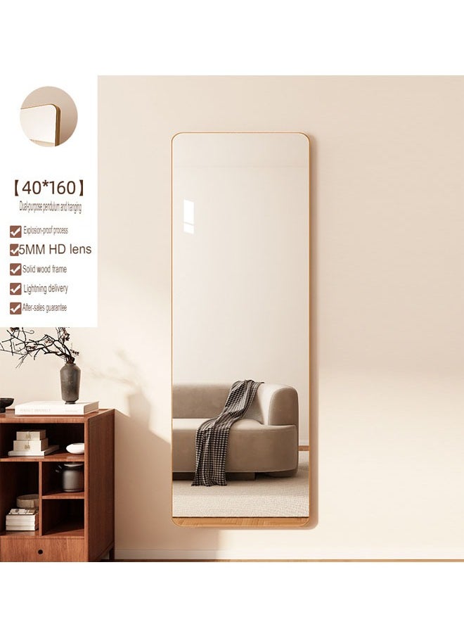 Antique-Style Solid Wood Full-Length Wall-Mounted & Floor-Standing Full-Body Mirror for Bedroom & Living Room