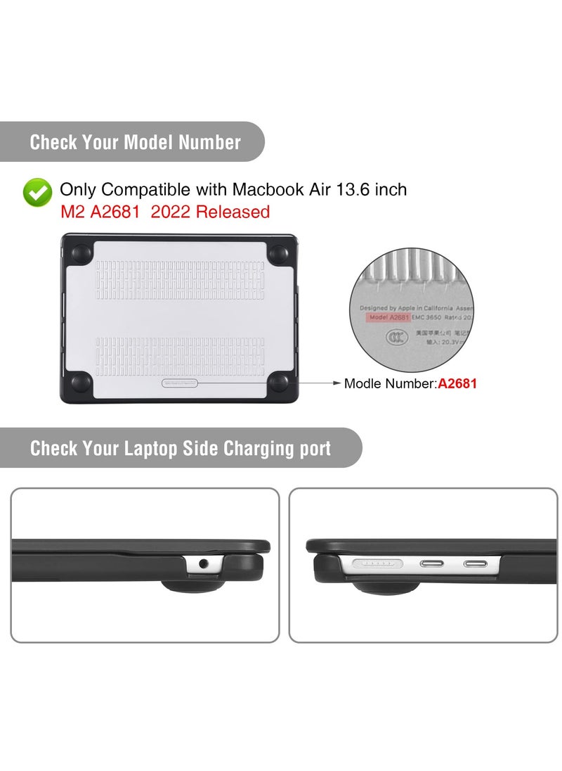 MacBook Air 13.6 M2 Case (2022-2024), A2681, Anti-Cracking and Anti-Fingerprint Hard Shell with Soft TPU Bumper, Frosted Clear Finish