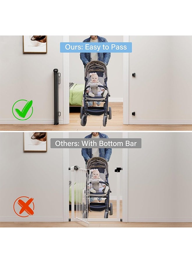 Retractable Baby Gate, Durable Mesh Safety Gate for Baby and Pet, Extra Wide Pet Gate for Indoor Outdoor Stairs, Doorways, Hallways, 34 inch tall, White