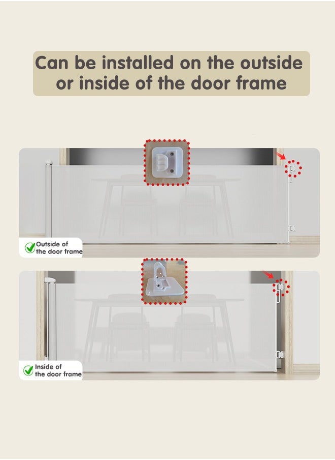 Retractable Baby Gate, Durable Mesh Safety Gate for Baby and Pet, Extra Wide Pet Gate for Indoor Outdoor Stairs, Doorways, Hallways, 34 inch tall, White