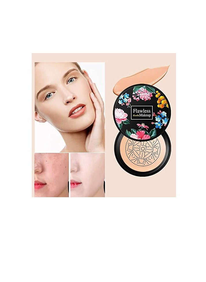 Mushroom Head Air Cushion CC Cream,BB Cream Makeup Foundation,Moisturizing Concealer Long Lasting Full Coverage Waterproof Foundation (Natural)