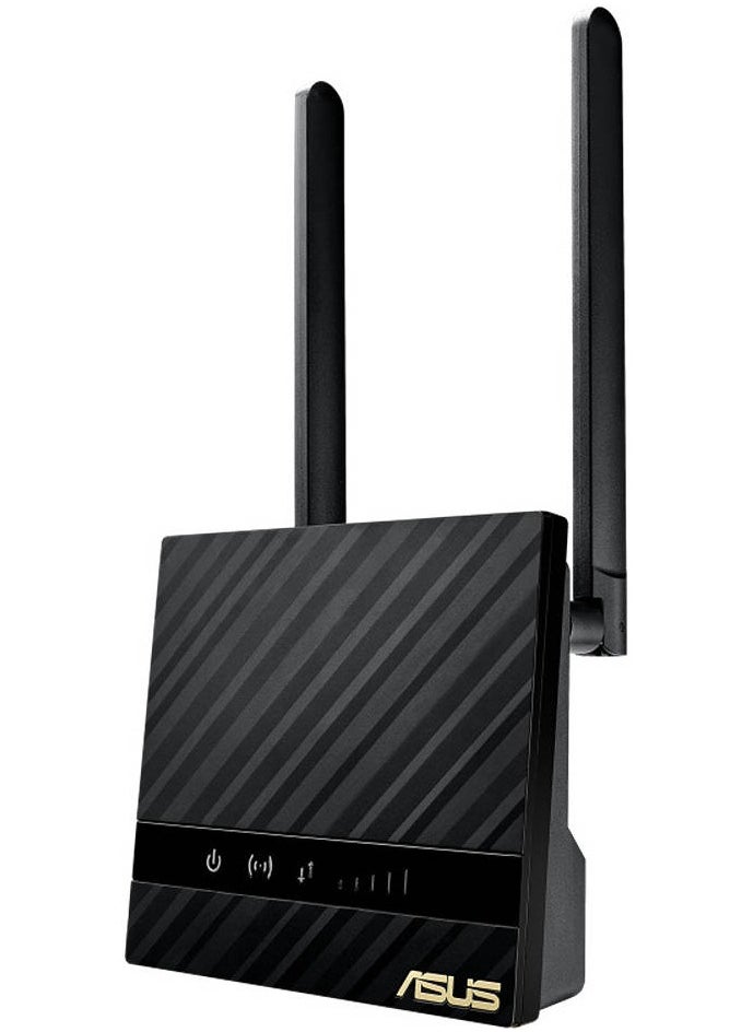 ASUS 4G N16 Wireless N300 LTE Modem Router 2.4 GHz Single Band Up to 300 Mbps Speed 5.3X Faster 4G LTE Speed 2x Detachable Antennas Gigabit ETH Sim Card Slot Black