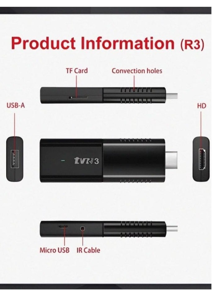 New TV Stick TVR3 Remote Control TV Stick, 2GB RAM + 16GB ROM 1080P HDR, Quad Core 64 Bit 1 WIFI 4G/5G | 4K Portable Streaming Media Player Powered by Android 12.1 TV Google Assistant