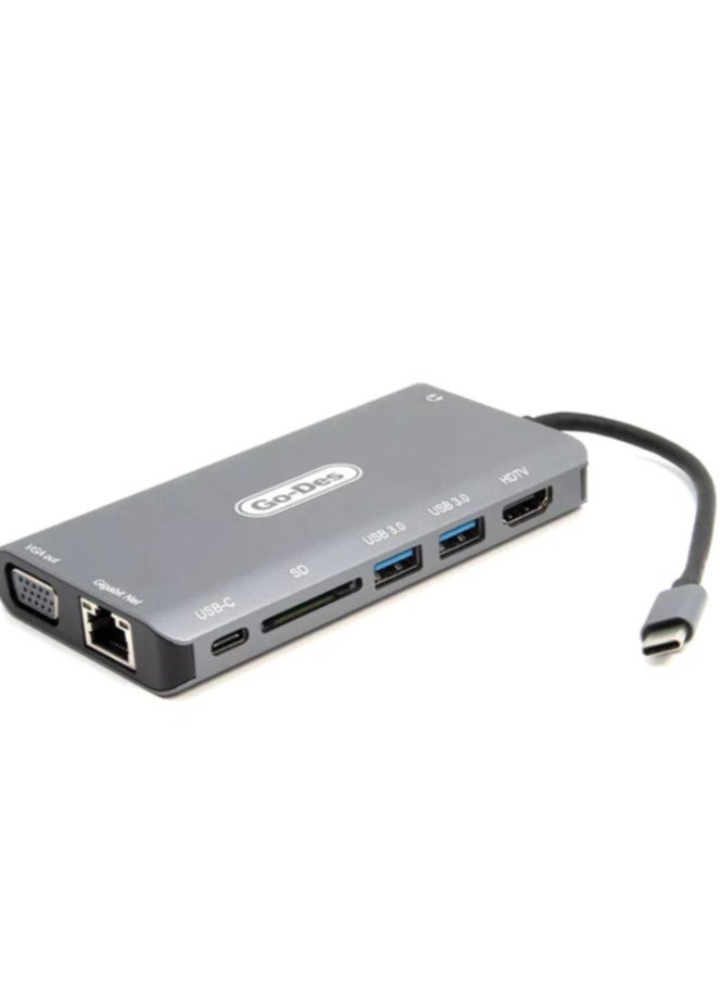 NEW USB-C Hub Adapter GD-8792 – 4-in-1 Multiport Adapter with HDMI, USB 3.0, and Power Delivery for Laptops and Tablets