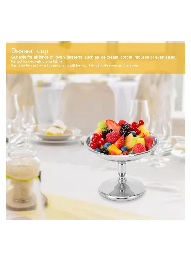 Ice Cream Bowl Set, 304 Stainless Steel Small Dessert Cups for Trifle Parfait Sundae and Nuts, Vintage Durable Sundae Bowls Dessert Serving Dishes for Salad Fruit Pudding