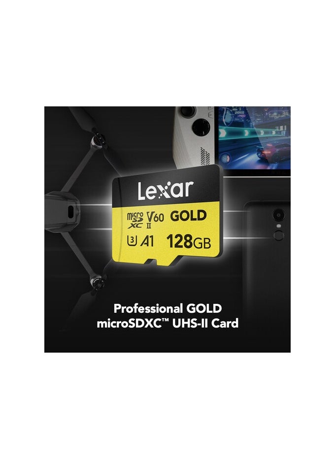 Lexar 128GB Professional GOLD UHS-II microSDXC Memory Card