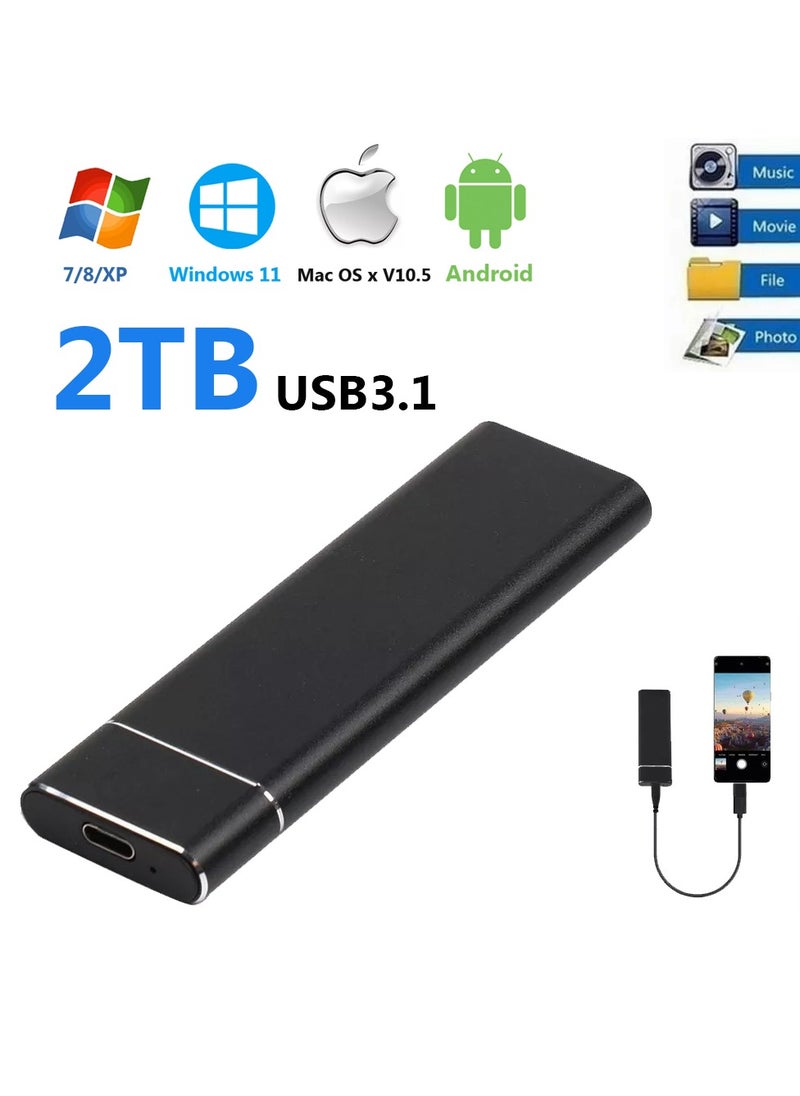 Portable External Hard Drive , Mini SSD Hard Drives,Solid State External Drives,Computer Backup Drive,USB 3.1 to Type-C Support Data Storage Transfer for Windows XP PC Laptop and Mac