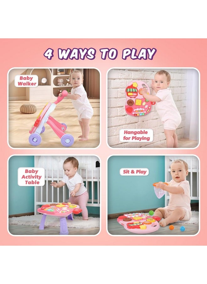 Baby Walkers For Boys Girls, 2 In 1 Sit-To-Stand Kids Walker And Activity Center, Baby Walking Toy, Early Learning Push Walker Walking Toys Gift For Infant 6-12 Months