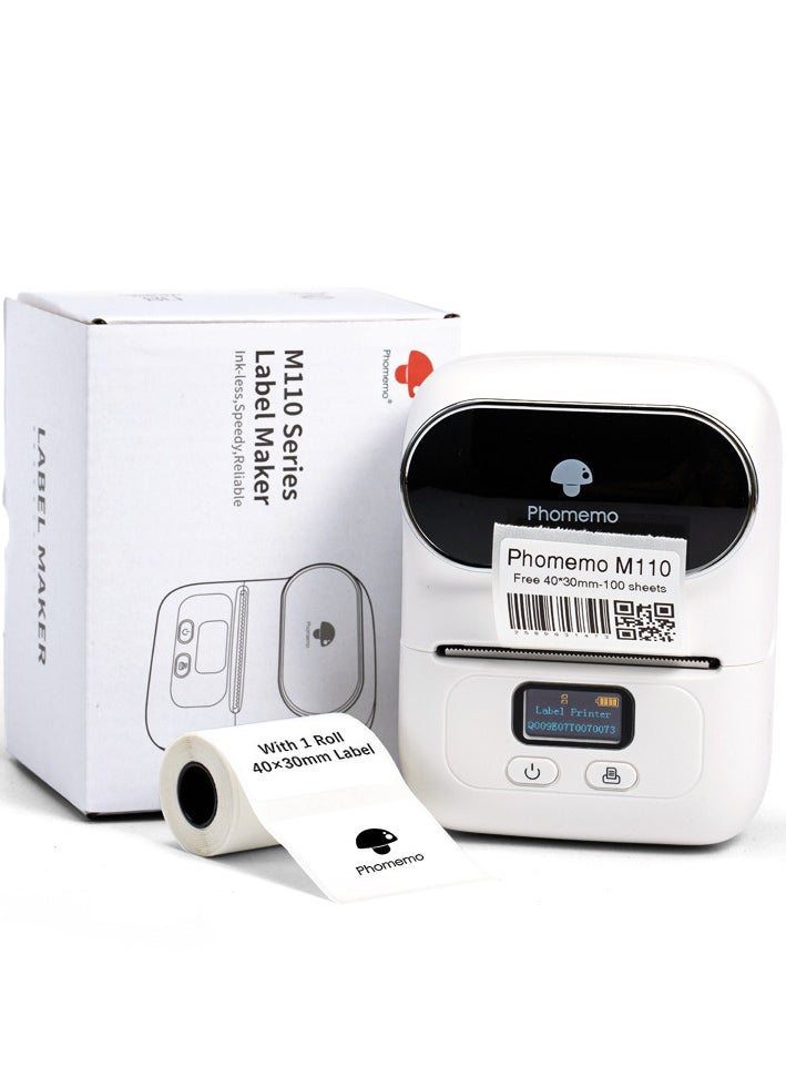 Phomemo M110 Label Maker Thermal Printer with 3 Roll Paper White