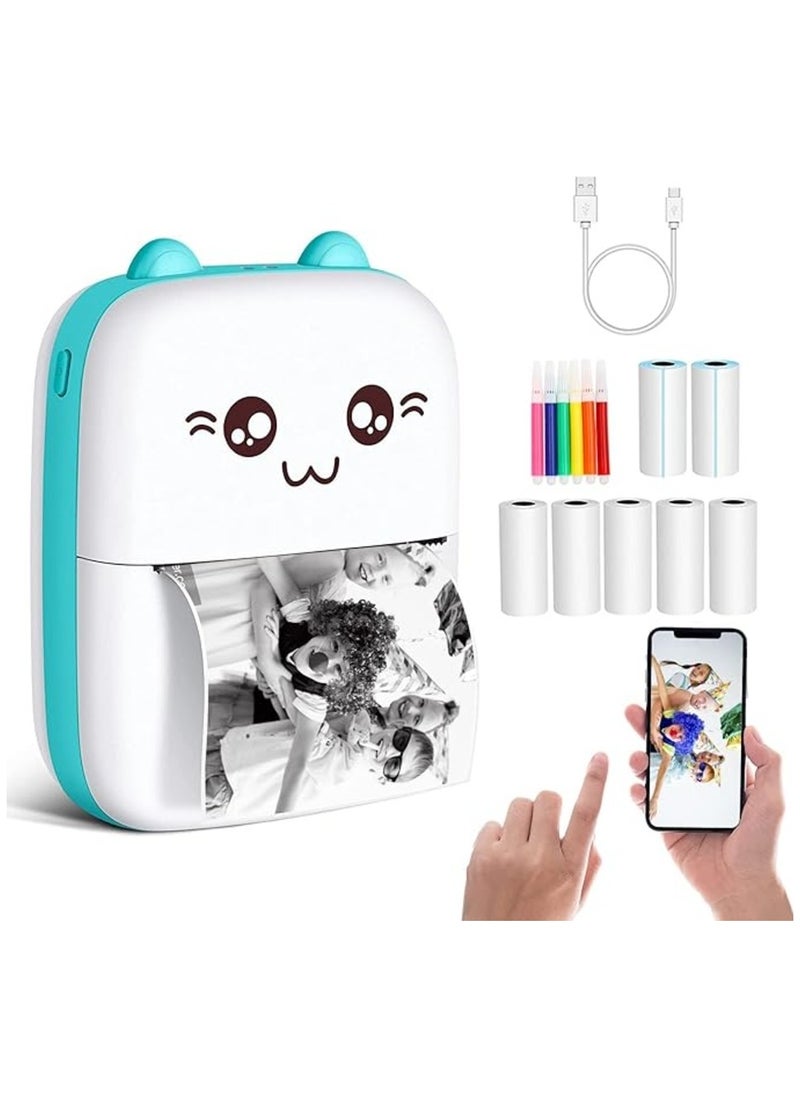 Mini Photo Printer Sticker Printer Portable Thermal Printer Compatible With Android Or iOS Applications Inkless Printer Suitable For Printing Daily Diaries Photos Practical Memos And Worklists