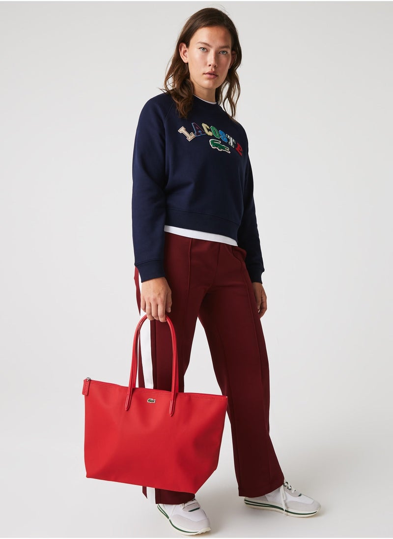 Lacoste Women's L.12.12 Concept Zip Tote Bag, Shoulder Bag Classic Large Red 45cm * 30cm * 12cm