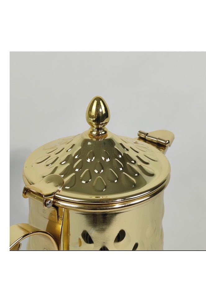 Classic Arabic Style Water Drop Pattern Coffee Dallah Pot Rustproof Premium Stainless Steel Teapot Mirror Finish Coffee Kettle Easy Pour Spout Tea Kettle with Hinged Lid and Ergonomic Handle Dishwasher Safe Induction Safe Teapot for Office Home 1.5L
