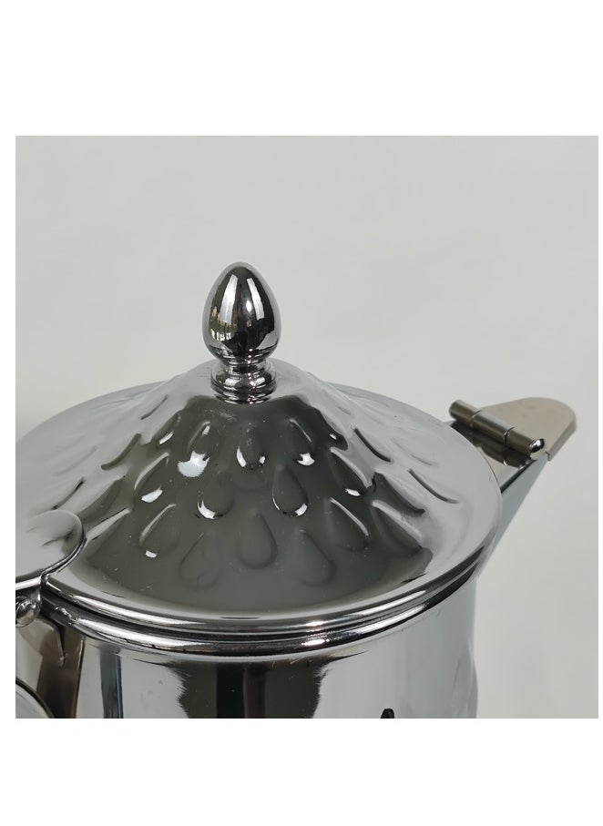 Classic Arabic Style Water Drop Pattern Coffee Dallah Pot Rustproof Premium Stainless Steel Teapot Mirror Finish Coffee Kettle Easy Pour Spout Tea Kettle with Hinged Lid and Ergonomic Handle Dishwasher Safe Induction Safe Teapot for Office Home 1L