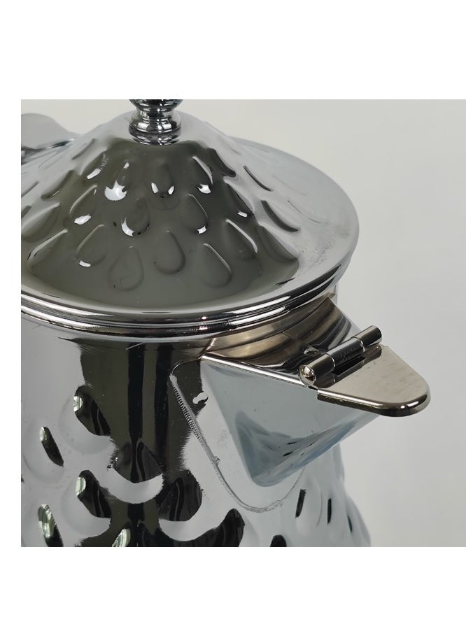 Classic Arabic Style Water Drop Pattern Coffee Dallah Pot Rustproof Premium Stainless Steel Teapot Mirror Finish Coffee Kettle Easy Pour Spout Tea Kettle with Hinged Lid and Ergonomic Handle Dishwasher Safe Induction Safe Teapot for Office Home 1.5L