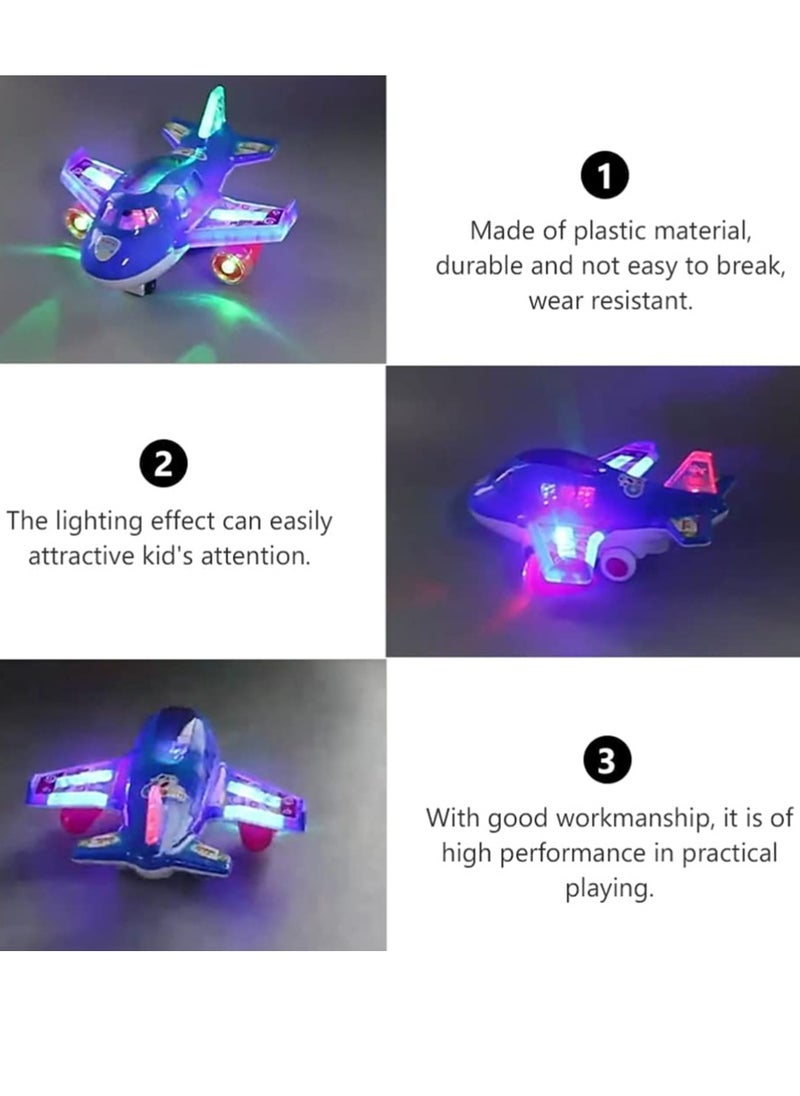 Electric Airplane Toy Air Transport Toy Action Model with Lights and Music for Kids Baby Birthday Gifts Without Battery Blue