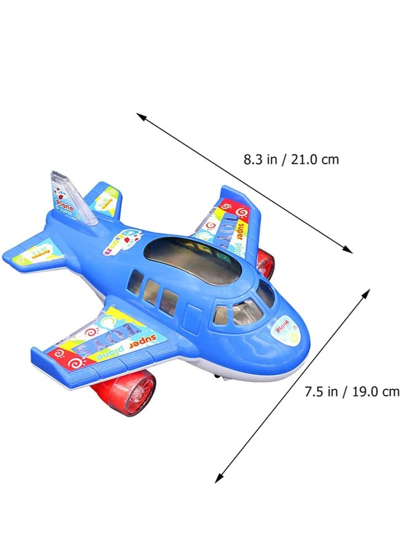 Electric Airplane Toy Air Transport Toy Action Model with Lights and Music for Kids Baby Birthday Gifts Without Battery Blue