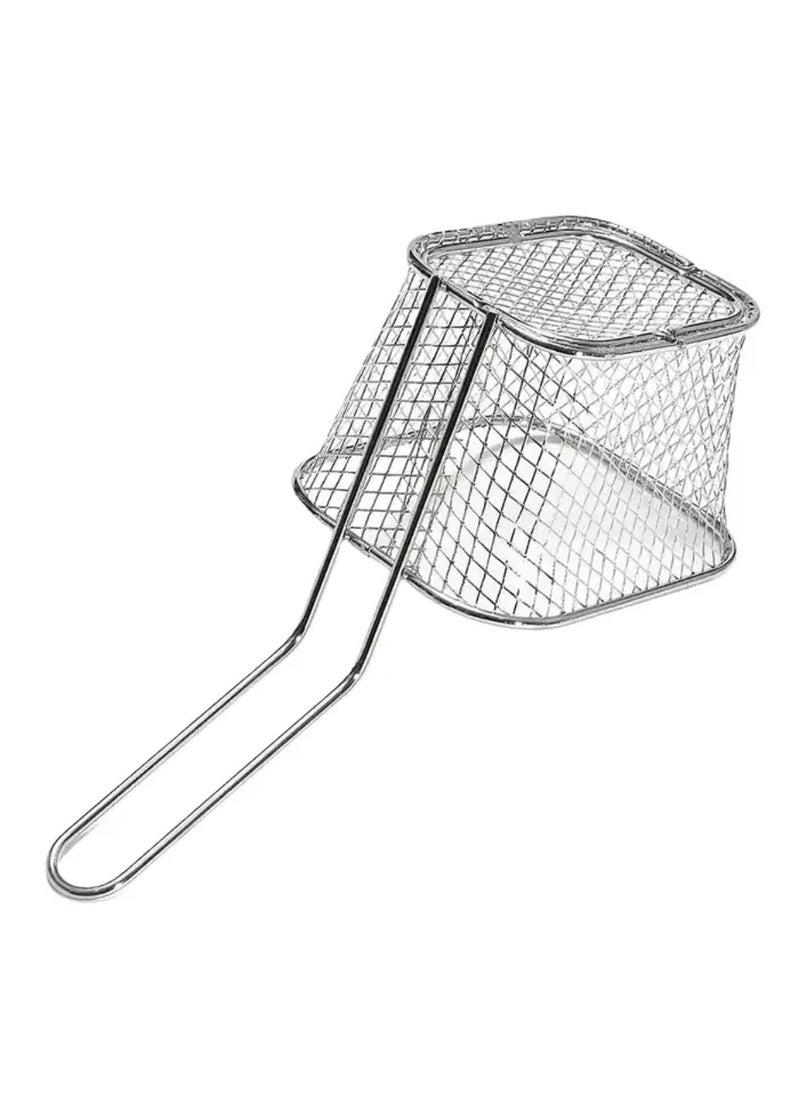 4 pcs Mini Square Fry Basket Steel French Fry Chip Basket Food Baskets for Serving Stainless Steel Fry Basket with Handle Reusable Fries Holder Mini Deep Fryer