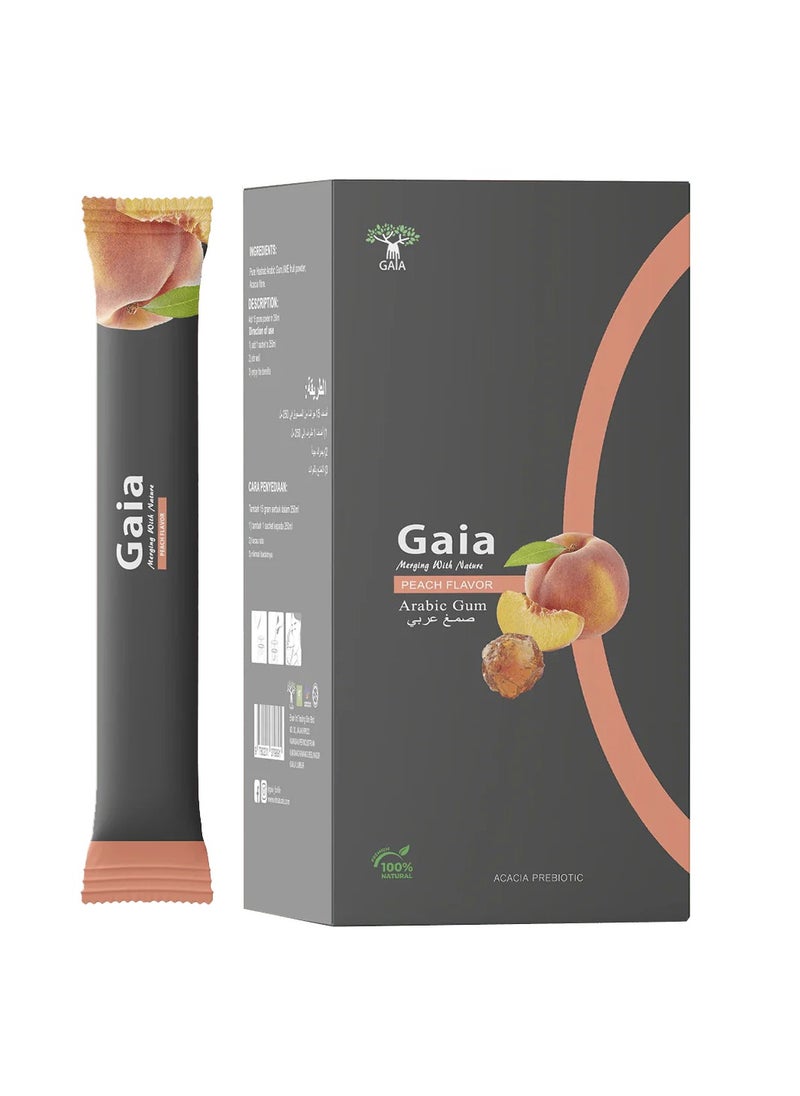 Peach Gaia Gum Arabic 15 Sachets - Digestive Health - Cholesterol Management - Weight Loss Help - Prebiotic Power - Blood Sugar Balance - Skin Vitality - Nutrient Rich