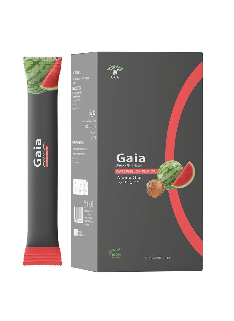 Watermelon Gaia Gum Arabic 15 Sachets - Digestive Health - Cholesterol Management - Weight Loss Help - Prebiotic Power - Blood Sugar Balance - Skin Vitality - Nutrient Rich