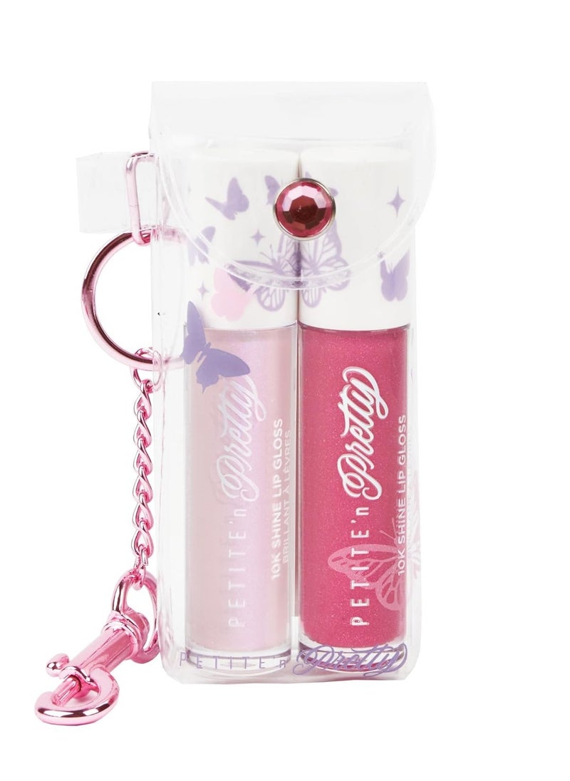 Petite 'N Pretty So Dreamy 10K Shine Lip Gloss Duo—Makeup for Girls, Kids, Tweens, Teens—High Shine, Lightweight, Made in the USA (First Freeze and Rosy Dreams)—Limited Edition