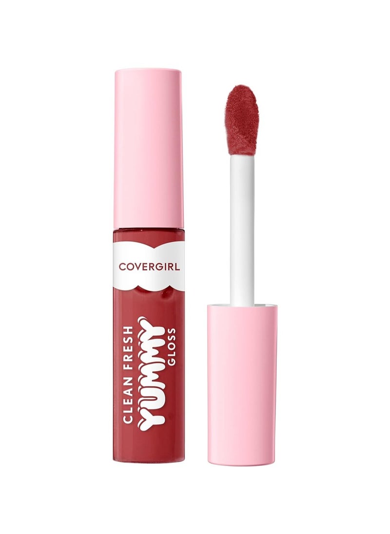 COVERGIRL Clean Fresh Yummy Gloss W&F, Sunrise Blush, Hydrating, Non-Sticky, Hyaluronic Acid, Glassy Shine, 0.33oz