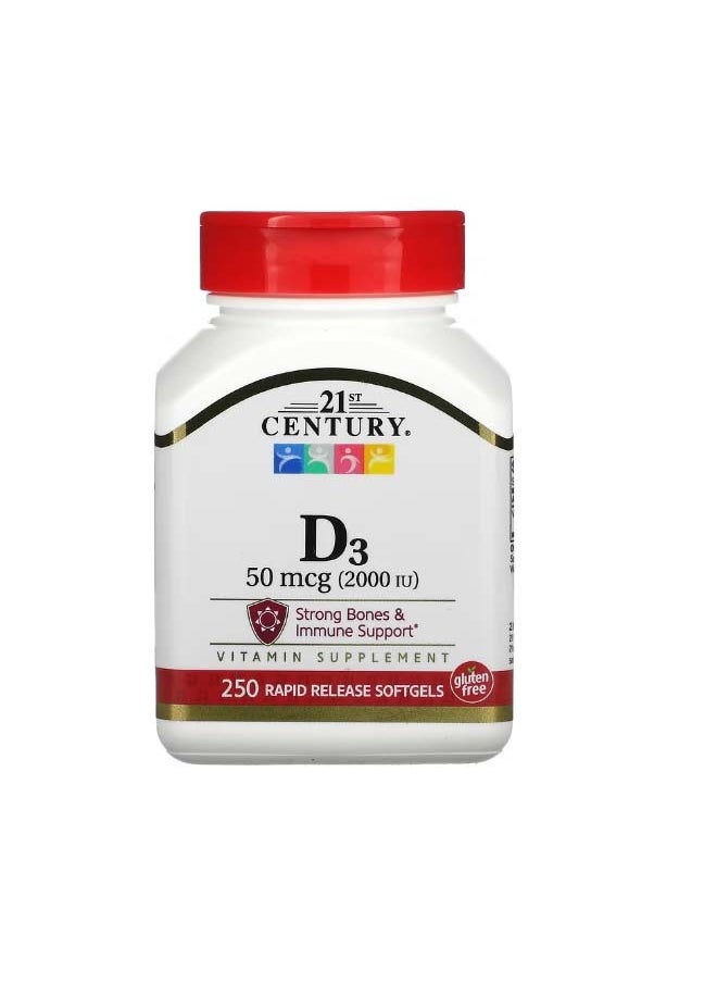 Vitamin D3 50 mcg 2000 IU 250 Softgels