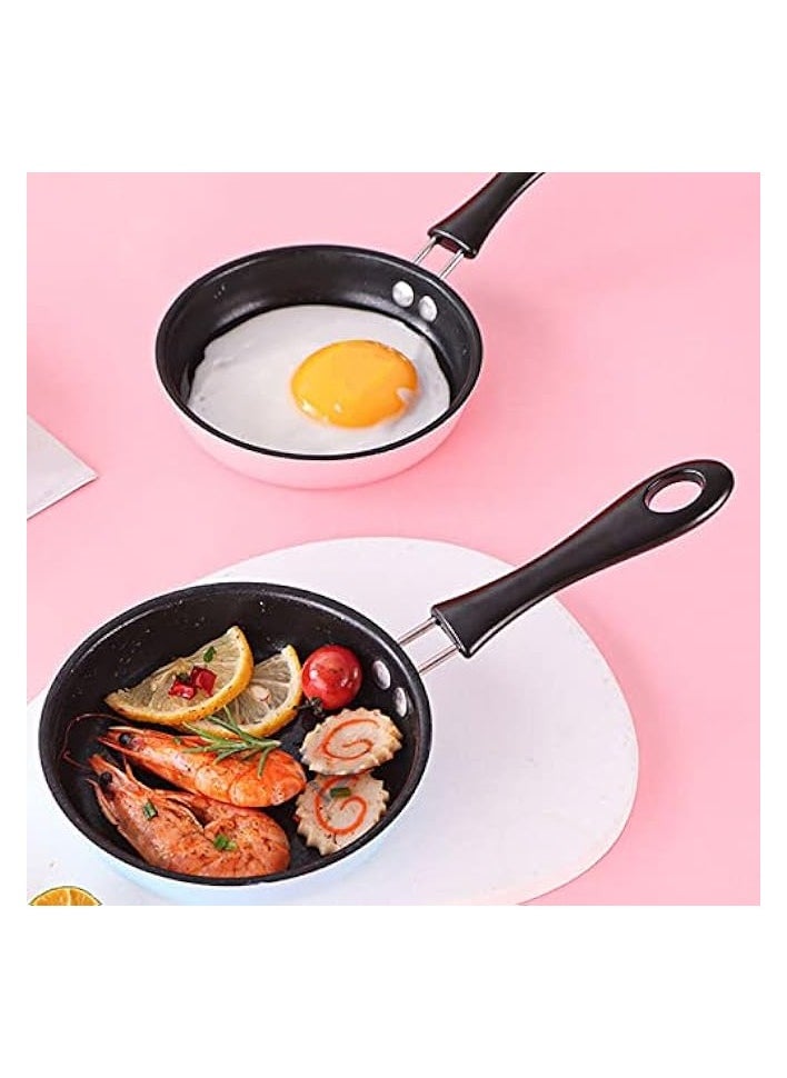 Breakfast Pan, Mini Fry Pan Heat Insulation Easy To Clean Long Handle Electroplated 12cm Stainless Steel for Kitchen ()