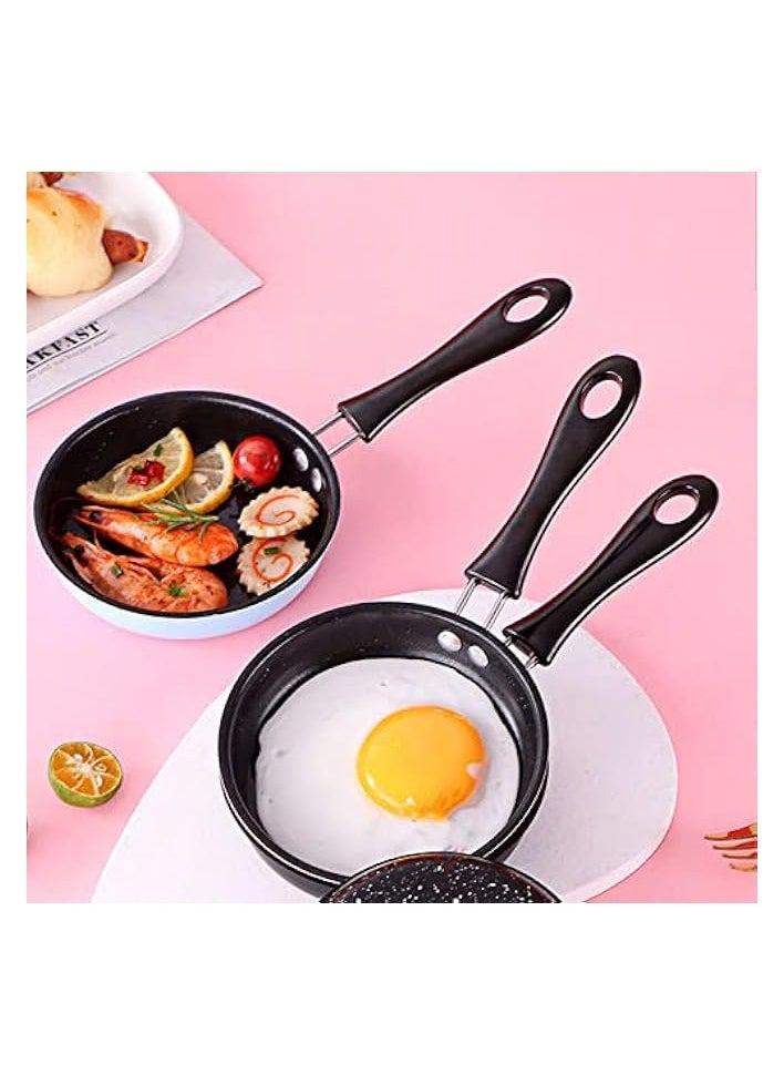 Breakfast Pan, Mini Fry Pan Heat Insulation Easy To Clean Long Handle Electroplated 12cm Stainless Steel for Kitchen ()