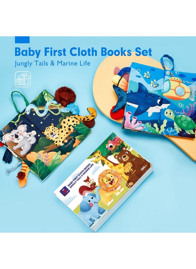 Baby Toys 0-6 Months Baby Books 2Pcs, Baby Toys 6-12 Months - Soft, Crinkle, Squeaky, Sensory, Tummy Time Toys For Babies 0-12 Months - Baby Boy Gifts