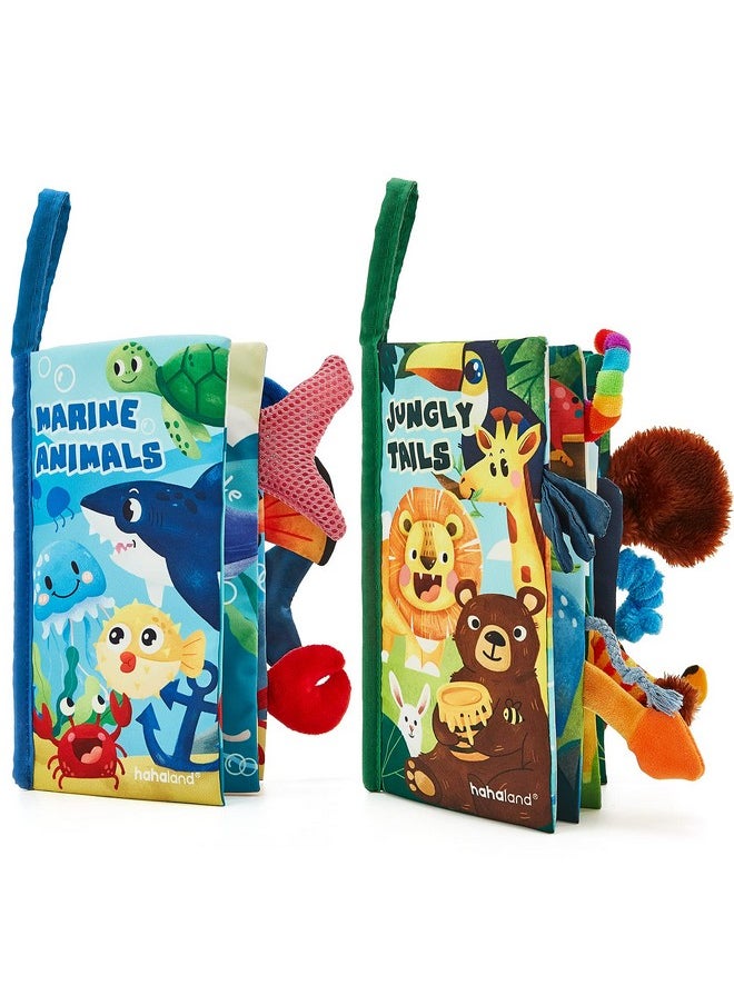 Baby Toys 0-6 Months Baby Books 2Pcs, Baby Toys 6-12 Months - Soft, Crinkle, Squeaky, Sensory, Tummy Time Toys For Babies 0-12 Months - Baby Boy Gifts