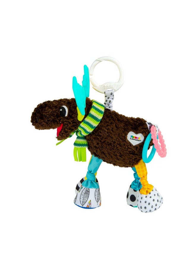 Mortimer The Moose Clip On Car Seat And Stroller Toy - Soft Baby Hanging Toys - Baby Crinkle Toys With High Contrast Colors - Baby Travel Toys Ages 0 Months And Up