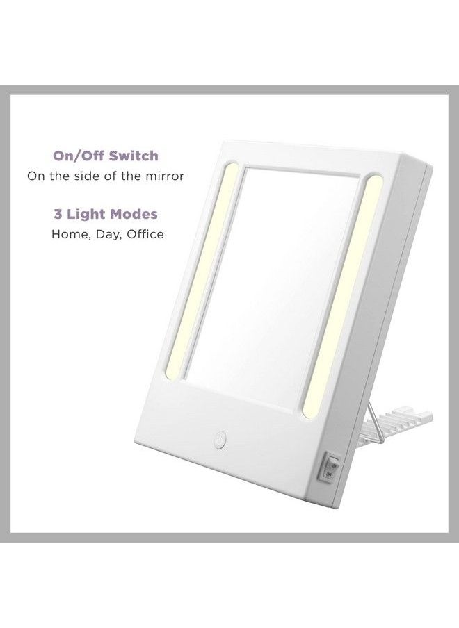 Lighted Makeup Mirror With 5X Spot Magnification Led Vanity Mirror 1X 5X Magnifying Mirror Tabletop Mirror Corded In Glossy White