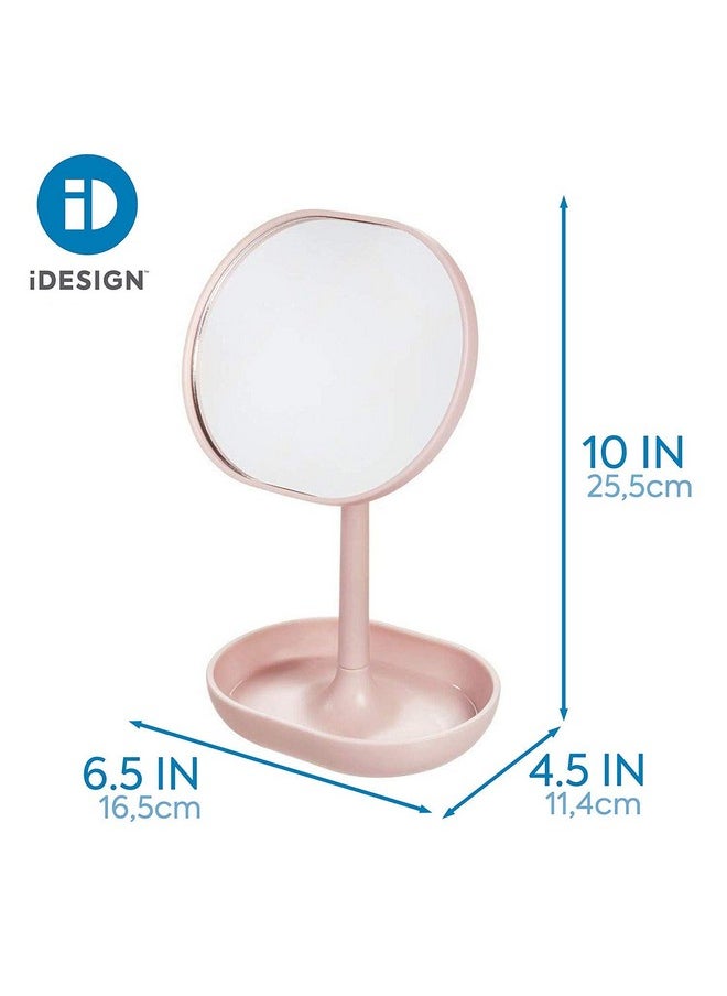 Idesign Plastic Round Vanity Mirror, Standing Makeup Mirror And Accessory Tray For Countertop, Bathroom, Bedroom, Desk, Dorm - Matte Blush