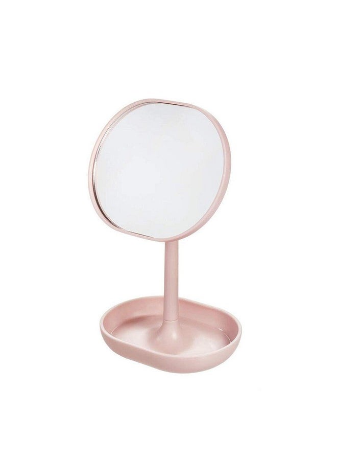 Idesign Plastic Round Vanity Mirror, Standing Makeup Mirror And Accessory Tray For Countertop, Bathroom, Bedroom, Desk, Dorm - Matte Blush