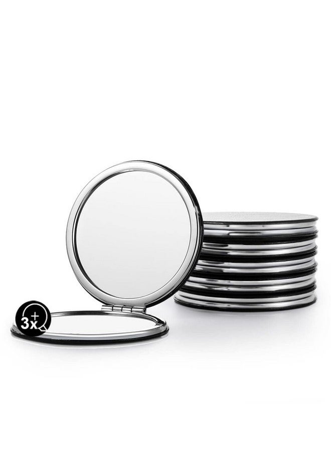 Compact Mirror Bulk, Set Of 6 Round Double-Sided 1X/3X Magnification Pu Leather 2.8