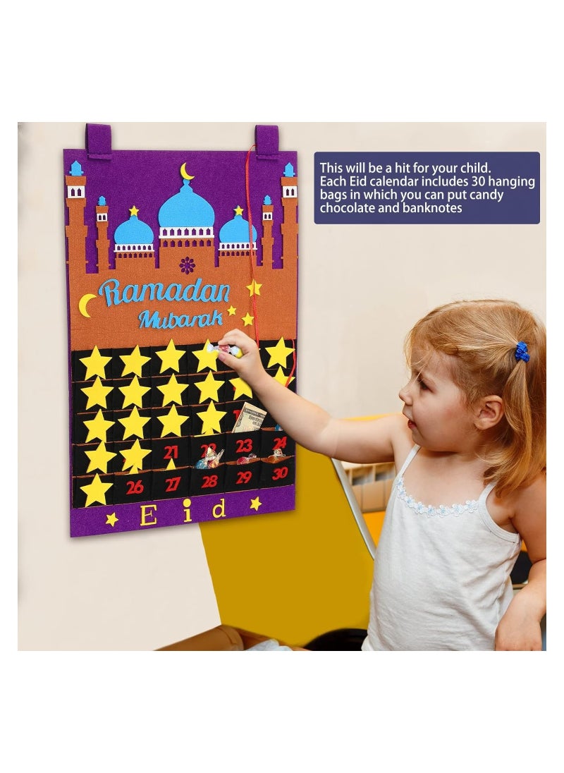 Felt Ramadan Calendar Eid Mubarak Hanging Countdown Calendar Advent Calendar for Kids Eid Gifts Ramadan Decoration