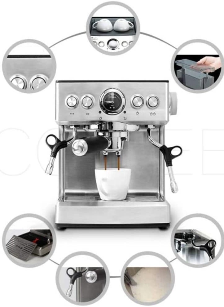 Mebashi Espresso Commercial Coffee Machine, 2.1L, 20Bar Pressure, Multicolor (Silver)(ME-CCM2051SS)