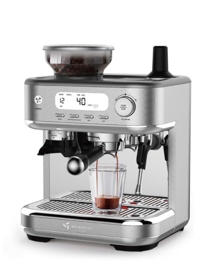 MEBASHI Commercial Coffee Machine with CF Grinder, 2.3L Capacity, 15 Bar Pressure, Stainless Steel (ME-CCM2052)(1770W)