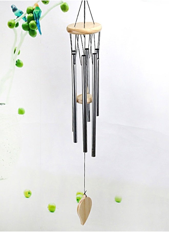 Decorative Handmade Windchime Fresh and Healing Wind Chime Pendant Wind Aluminum Pipe Wind Chime Spiral Style Silver/Beige 66centimeter