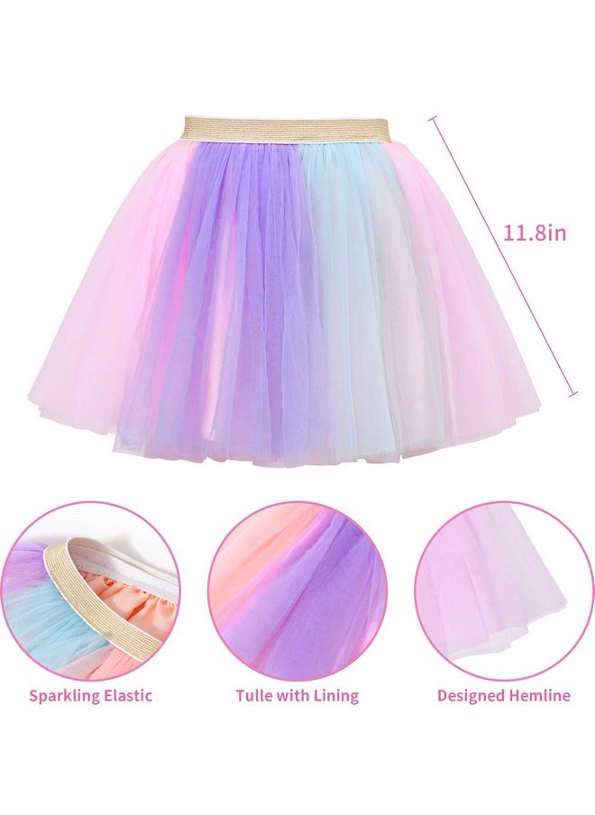 8Pcs Unicorn Costume For Girl With Fluffy Glove, Leg Warmer, Feather Wings, Tutu Skirt, Headband, Wand, Halloween Christmas Birthday Gift Toy Dress Up Clothes Unicorn Dress For Girl 4 5 6 7 8