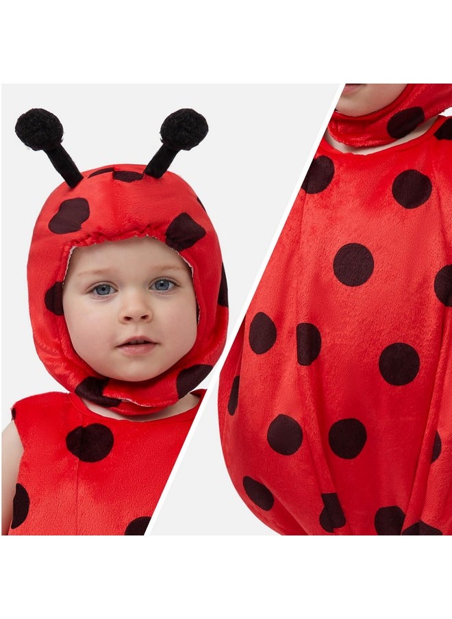 Halloween Unisex Baby Ladybug Costume, Toddler Lady-Bug Costume With 3D Hood, Baby Halloween Costumes For Toddler, Kids Animal Themed Party, Halloween Dress Up (18-24 Months)