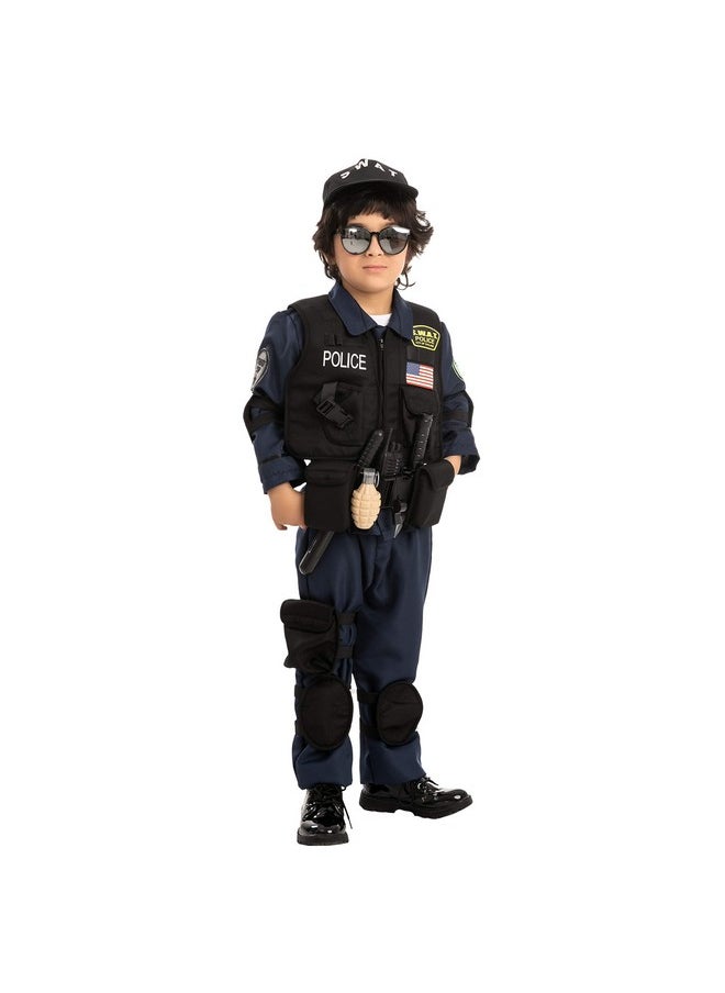 Police Swat Costume For Kids, S.W.A.T. Police Officer Costume For Halloween Cosplay, Role-Playing, Carnival Cosplay, Themed Parties(Medium (8-10 Yr))