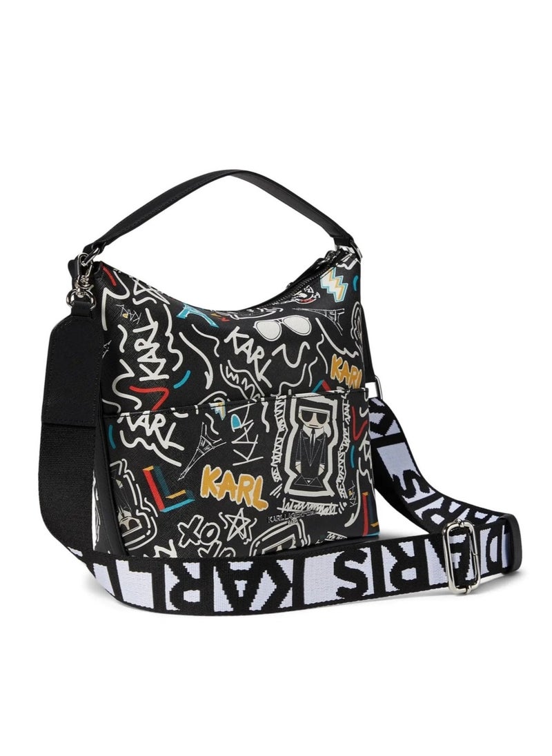 Karl Lagerfeld Paris Maybelle Logo Leather Bucket Bag Crossbody Bag Shoulder Bag