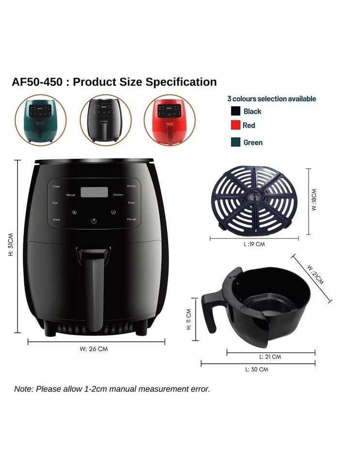 2400W  6L Digital Control Air Fryers Visualable Multifunction Electric Deep Fryer Air Fryers With Touch Screen