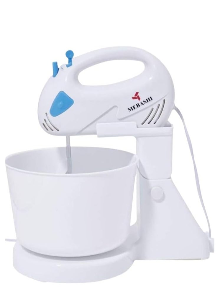 MEBASHI 7-Speed Bowl Mixer with One-Touch Beater Ejection – 2L Capacity, Milk White (BWM1606PP)(150W)