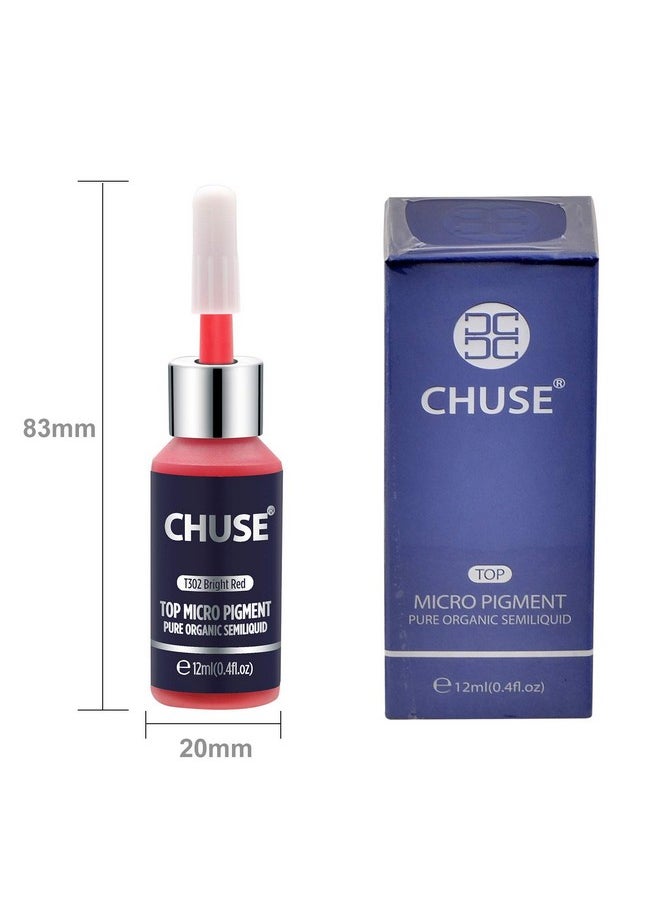 Microblading Ink Permanent Makeup Pigment 0.4Oz/12Ml Lip Color Ink Microblading Pigment For Lips (T302 Bright Red)