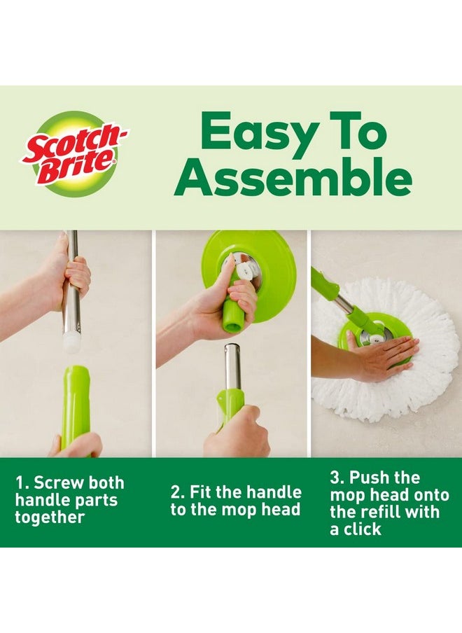 Plastic Spin Mop Head And Handle (Suitable For Scotch-Brite 2 In 1 Spin Mop Only)